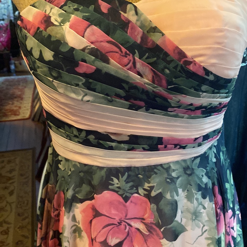 NWT Grace Karin Trailing Floral chiffon strapless gown size 8 - Picture 2 of 4